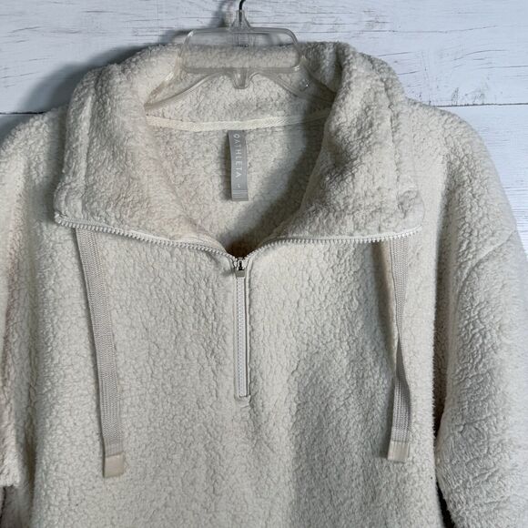 ATHLETA Talus Cream Sherpa Half Zip Pullover Jacket - Picture 4 of 6